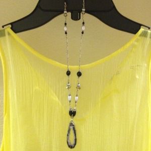 925 handmade oval link Pearl and stone necklace w/ Pendant