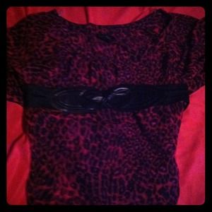 leopard pink shirt with black belt