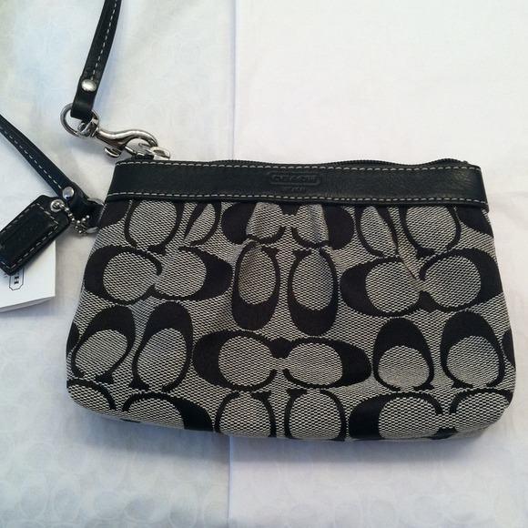 Coach Clutches & Wallets - NWT - Coach Black/White Signature Pleated Wristlet