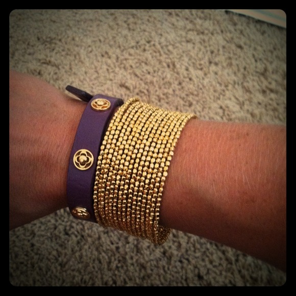 Clover single wrap leather bracelet - purple