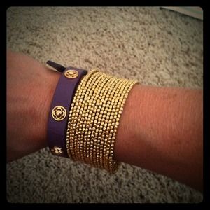 Clover single wrap leather bracelet - purple