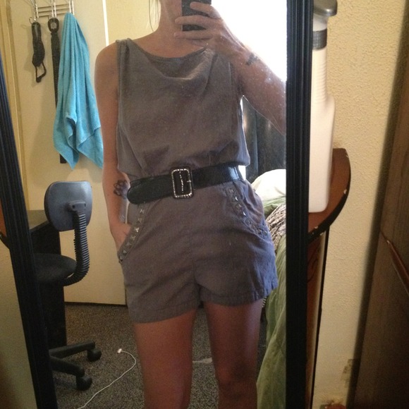 Sold*****Denim-like open back romper