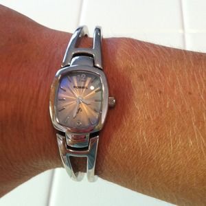 Silver fossil watch