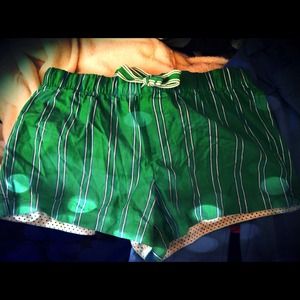 Green striped sleep shorts