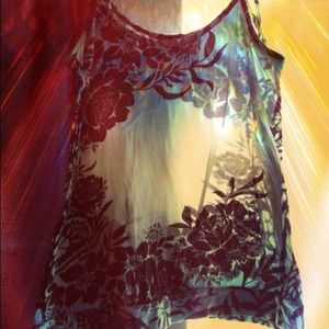 Tribal flower print Tanktop w/ beaded straps