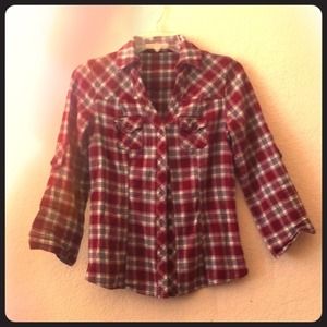 Cute plaid button up top