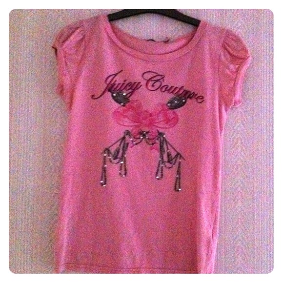 Juicy couture Bow , chains , white crystal shirt