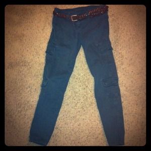 GUESS Dark Grey Skinny Cargo Jeans