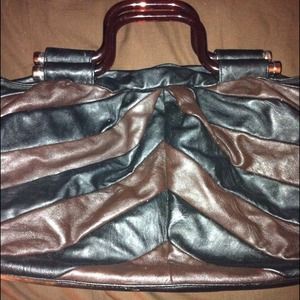 Black & Brown leather top handle handbag