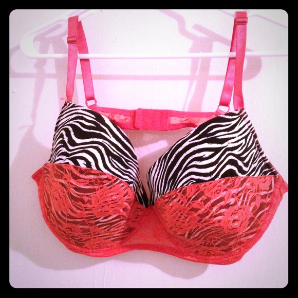 Coral and zebra bra SOLD