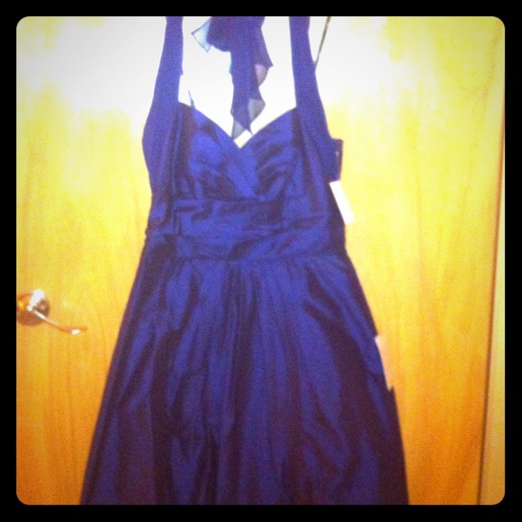New w/tags Suzy Chin halter dress -midnight blue