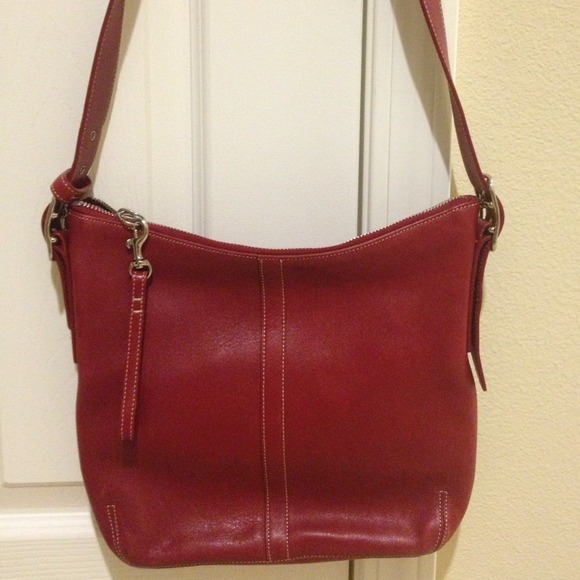 Authentic Red Coach leather crossbody/shoulder bag