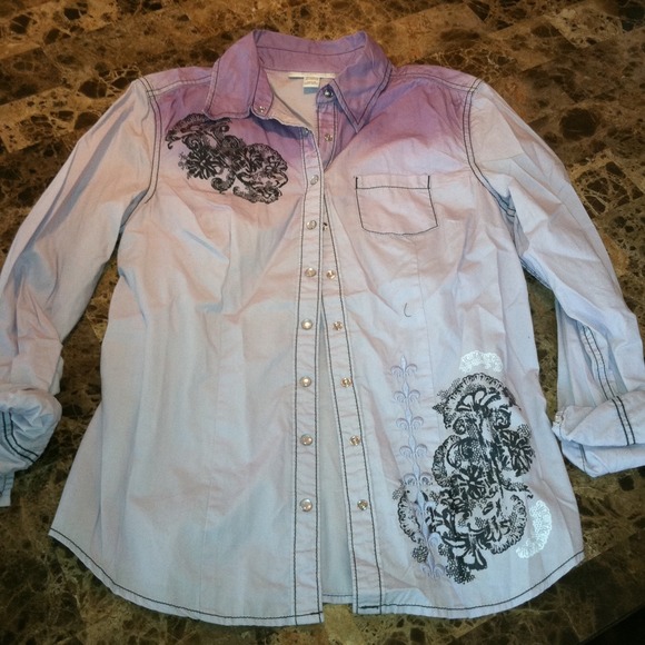 REDUCED Style and Co lavender ombre button down 6