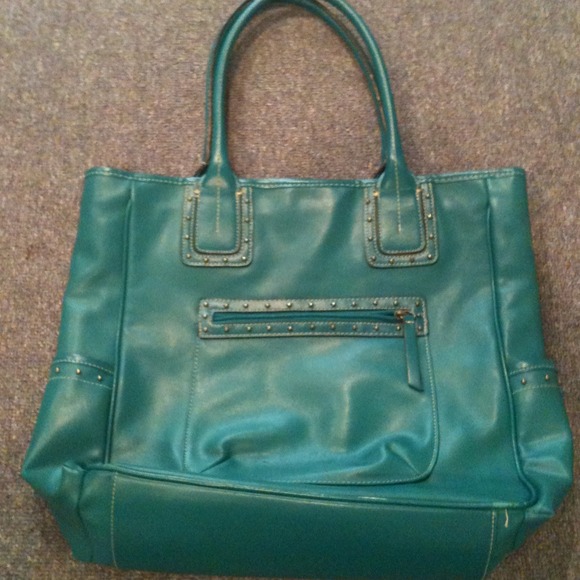 teal purse and white tank!