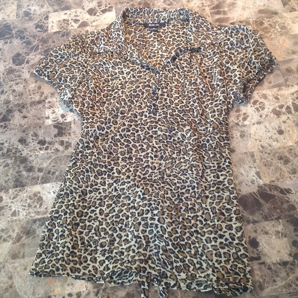 Reserved Sheer leopard top . Style and co size 8