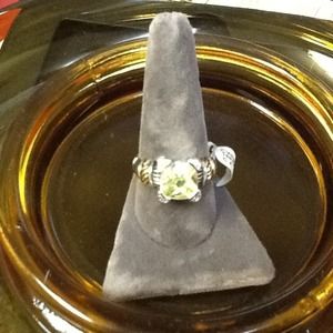 Fabulous CZ &  Peridot Cocktail Ring Sz10.