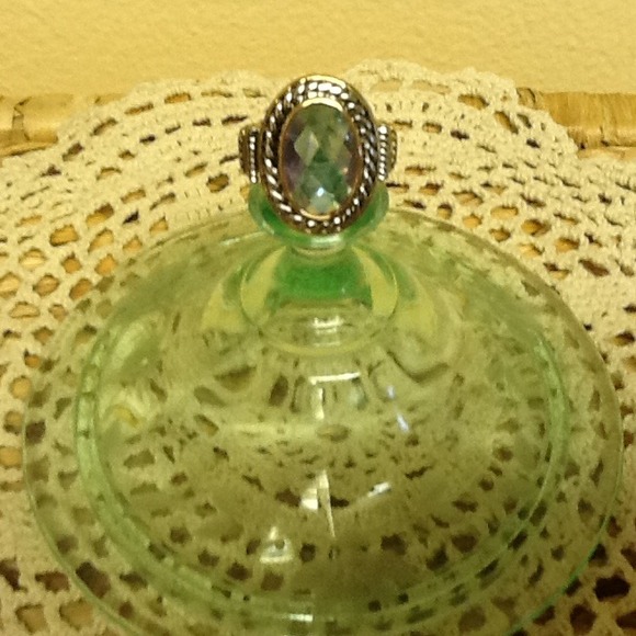 Diamond Cut Prismatic Oval Cocktail Ring Size 10