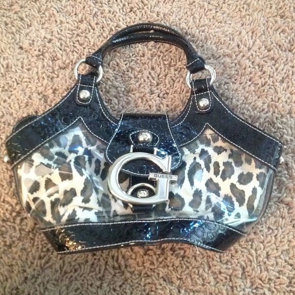 REDUCED! Clear guess handbag with leopard  insert