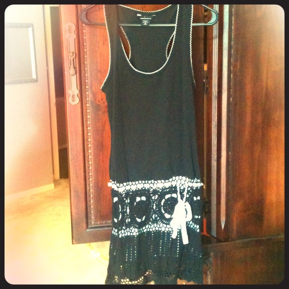 Ribbed black beach dress