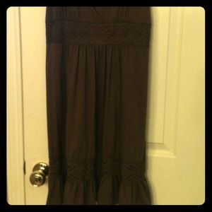 NWT brown cotton crochet dress