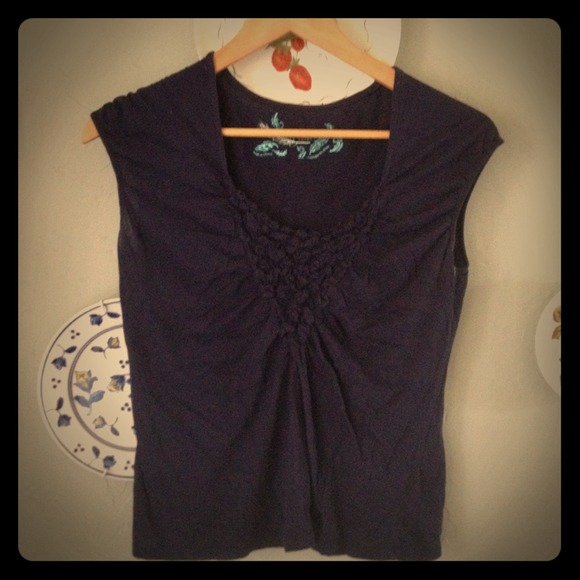 Anthropologie Navy Cotton Blouse
