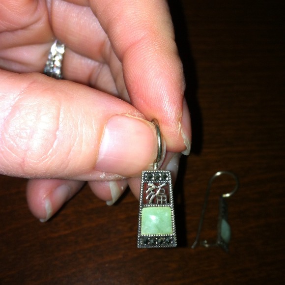 Jade and marcasite earrings