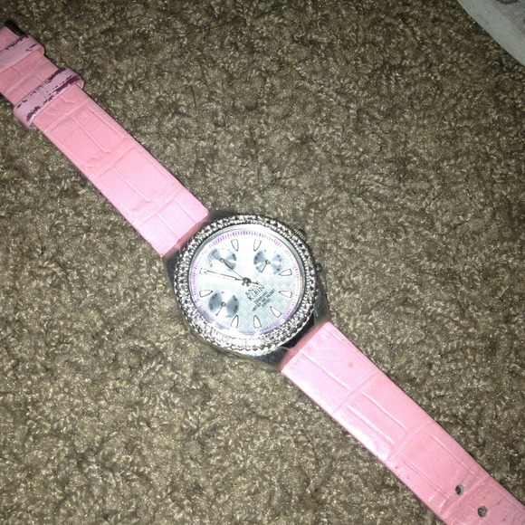 **SOLD** Pink and crystal edged Anne Klein watch