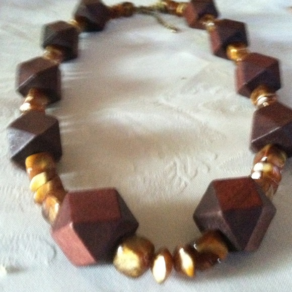 Wooden, Stone Necklace Adjustable - Picture 1 of 4