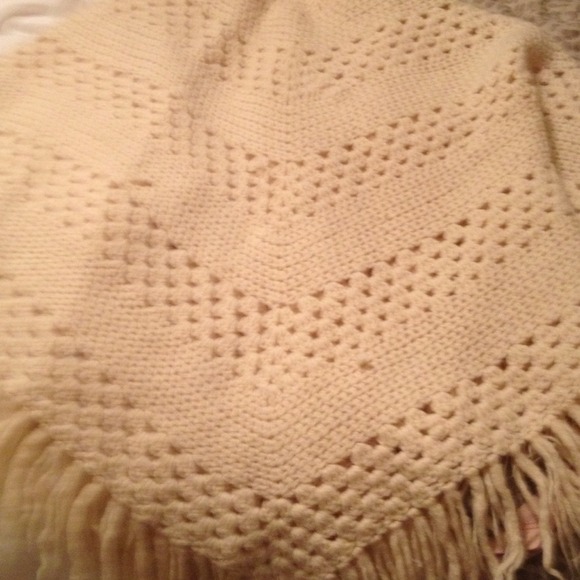 Cream crochet poncho