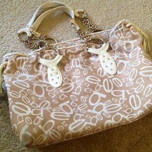 bebe Handbags - Bebe Beige Gold White Leather Tassel Large Tote bebe Handbags - Bebe Beige Gold White Leather Tassel Large Tote