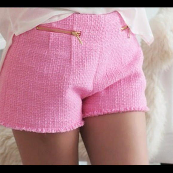 Zara 2012 Pink Tweed Shorts Size Small