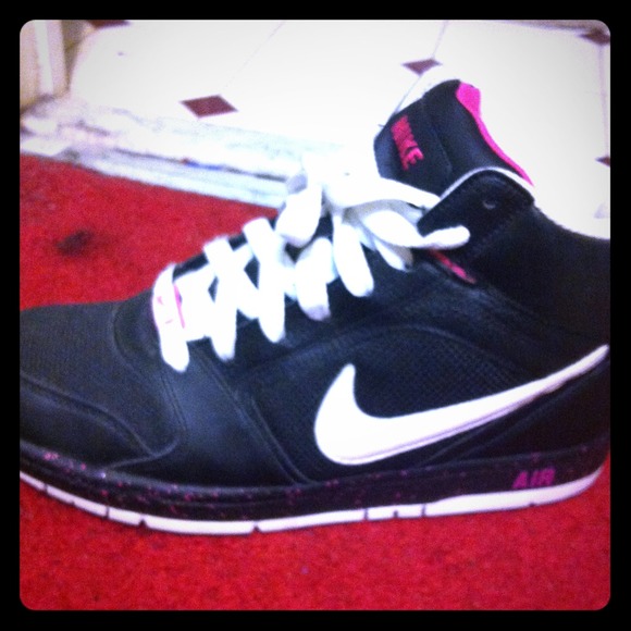 Black white and pink Nike sneakers