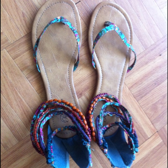 Worn once, beaded sandles