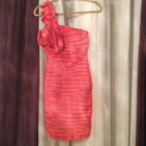 One shoulder coral dress