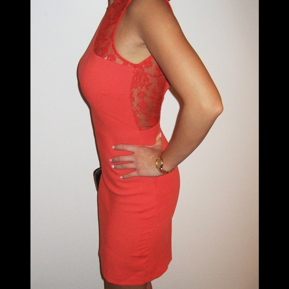 Orange lace open back dress! - Picture 3 of 4