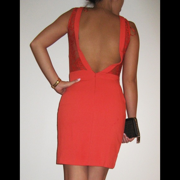 Orange lace open back dress! - Picture 4 of 4