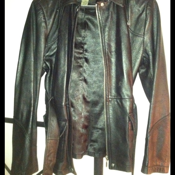 Leather jacket with belt