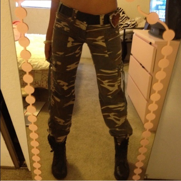 Army print long pants