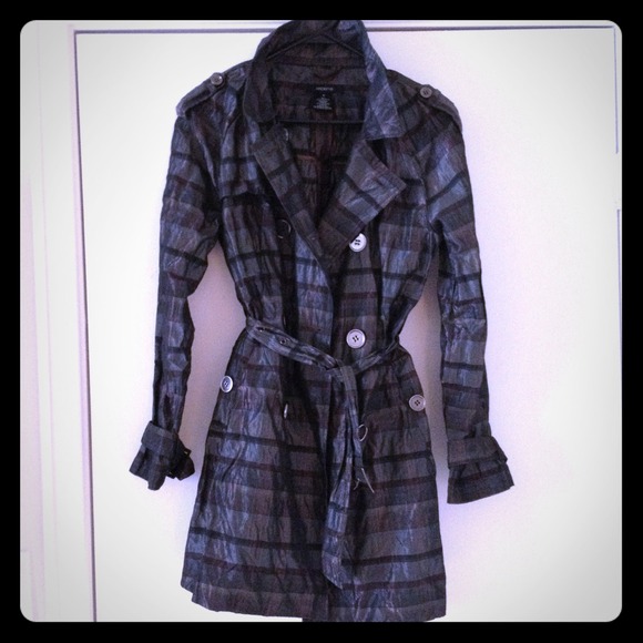 Arden B. Metallic Plaid Trench Coat