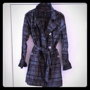 Arden B. Metallic Plaid Trench Coat