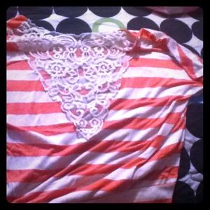 orange & white striped shirt