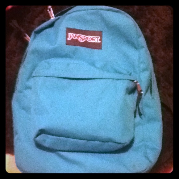 light blue JanSport backpack