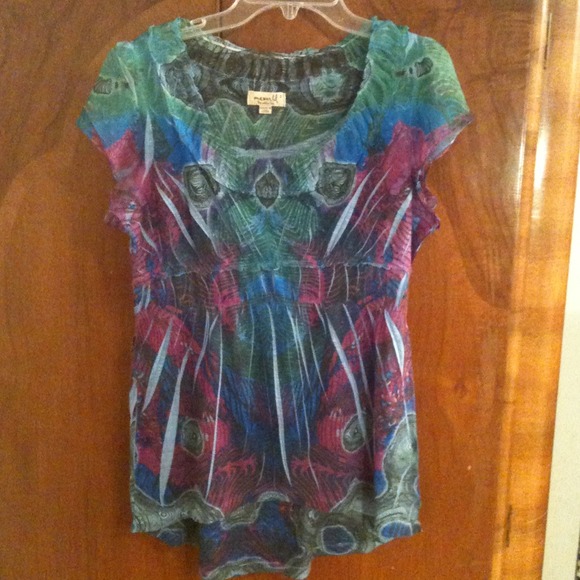 Sheer blue and purple shirt