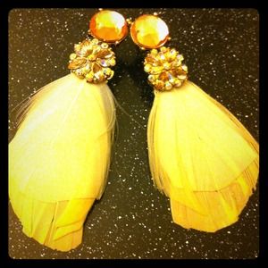 Feather rhinestone earrings