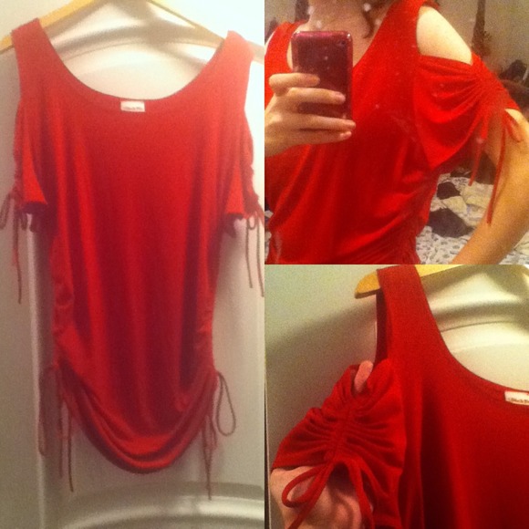Janette Plus Sexy Dark Blood Red Adjustable Blouse