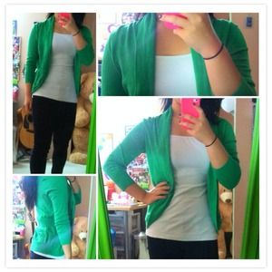 Bright green open cardigan