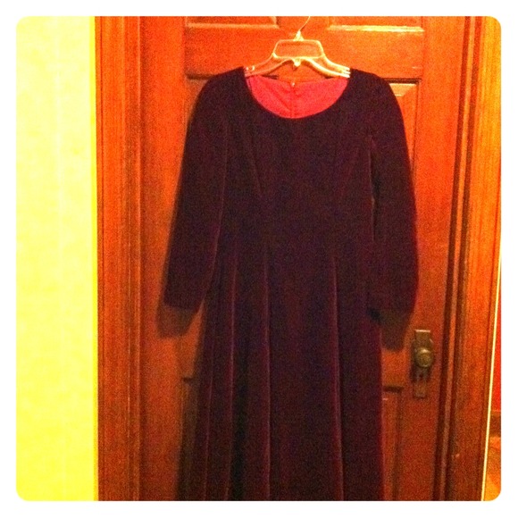 Vintage red velvet full length holiday dress