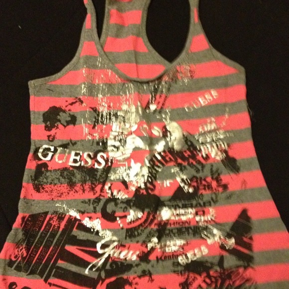 👏👏SOLD👏👏Stripped pink and gray razor back tank
