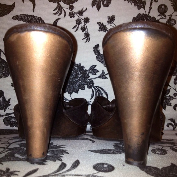 Sold: Brown & Bronze Wedges - Picture 3 of 4
