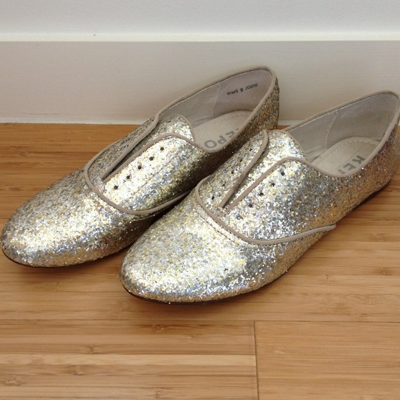 Gold sequined flats